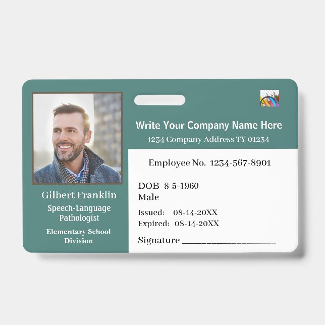 ID Identification Card Bar Code Photo Badge (Front)