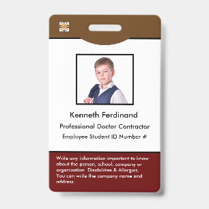 ID Identification Card Bar Code Photo Employee Badge