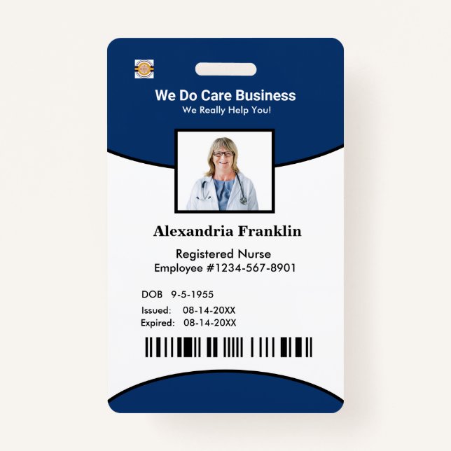 ID Identification Card Bar Code Photo Employee Badge (Front)