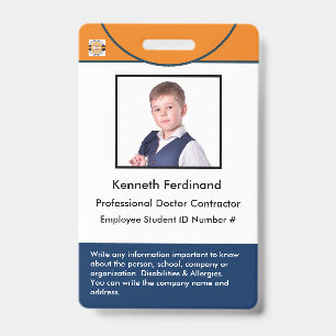 ID Identification Card Bar Code Photo Medical Badg Badge