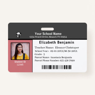 ID Identification Card Bar Code Student School Badge