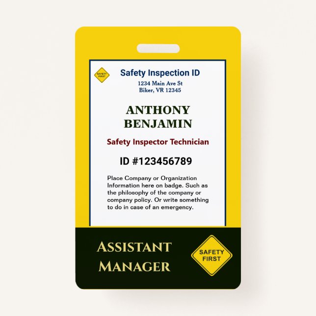 ID Identification Card Employee Custom Card Badge (Front)