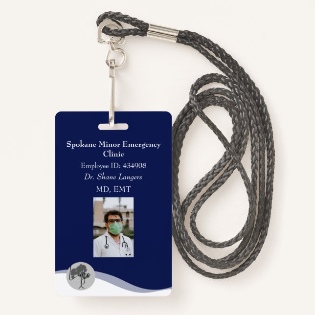 ID Lanyard Badge Medical Photo Navy (Front with Lanyard)