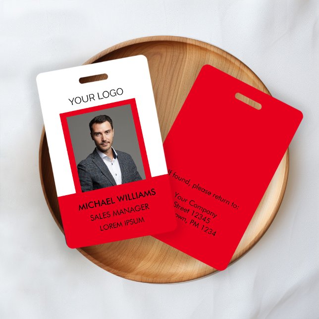 ID photo de l'employé Badge rouge blanc (Créateur téléchargé)