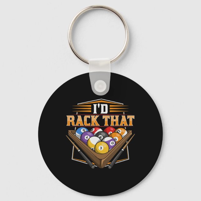 Id Rack That Design For A Pool Player  Keychain (Front)