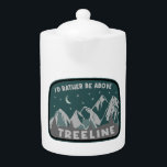 I'd Rather Be Above Treeline<br><div class="desc">The mountains are magic and they're most magical above treeline where you can see forever. This elegant design shows a moungain landscape with stars and a moon and is a beautiful combination of dark teal colours.</div>