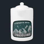 I'd Rather Be Above Treeline<br><div class="desc">The mountains are magic and they're most magical above treeline where you can see forever.  This elegant design shows a moungain landscape with stars and a moon and is a beautiful combination of dark teal colours.</div>