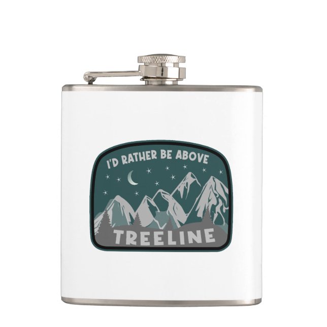 I'd Rather Be Above Treeline Hip Flask (Front)