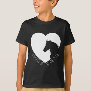 Id Rather Be At The Barn Horse Cowgirl Horseback R T-Shirt