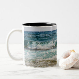 I'd Rather be at the Beach, Ocean Waves Two-Tone Coffee Mug