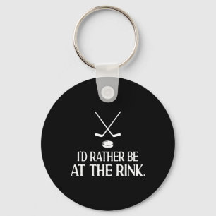 I'd Rather Be At The Rink Funny Hockey Player Keychain