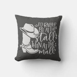 I'd Rather Be At The Stall Than At The Mall Throw Pillow