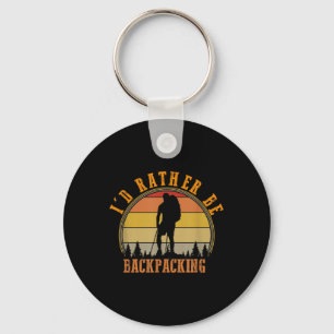 Id Rather Be Backpacking Retro Hiking Camping Bush Keychain