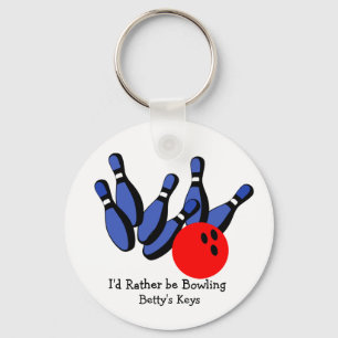 I'd Rather be Bowling, Personalized Keychain