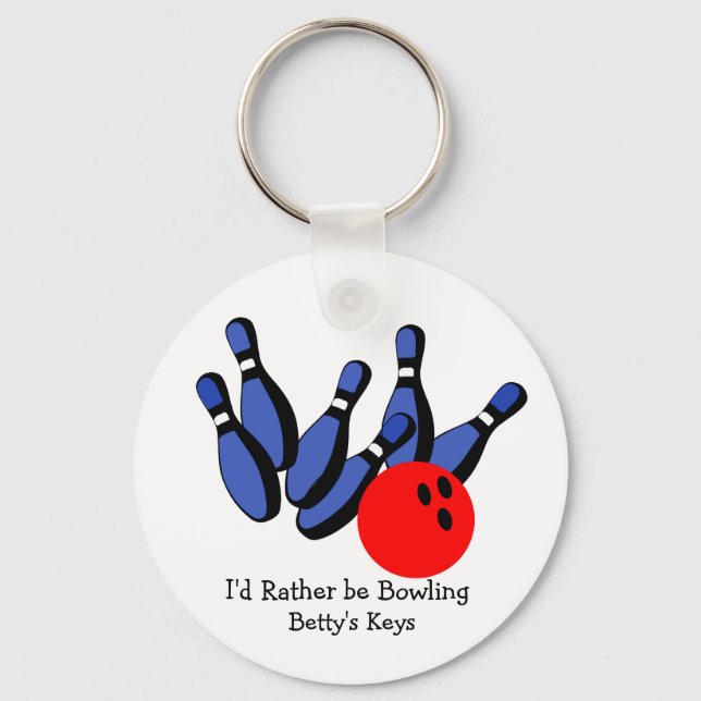 I'd Rather be Bowling, Personalized Keychain (Front)