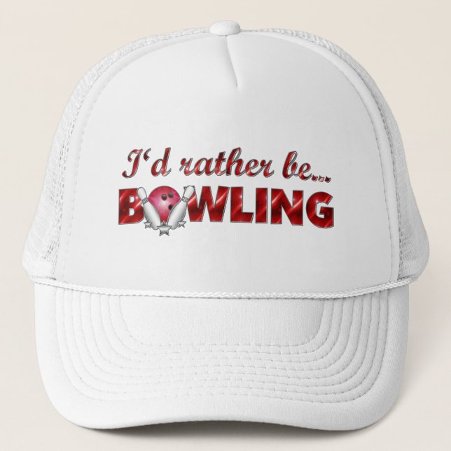 I'd rather be BOWLING (Red) Trucker Hat (Front)