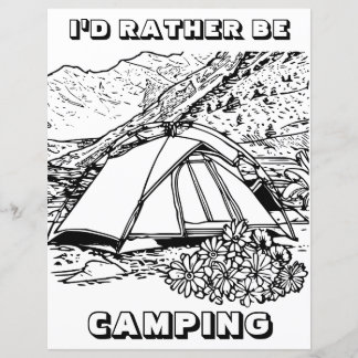 I'd Rather Be Camping Themed Colouring Card