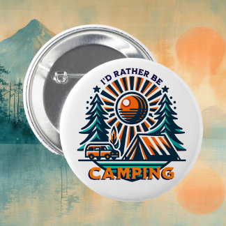 I'd Rather be Camping Vintage Vibes 2 Inch Round Button