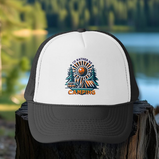 I'd Rather be Camping Vintage Vibes Trucker Hat (Creator Uploaded)
