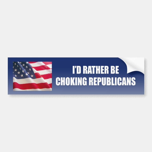I'd rather be choking republicans bumper sticker (Front)