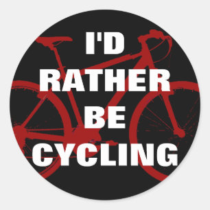 I'd rather be cycling classic round sticker