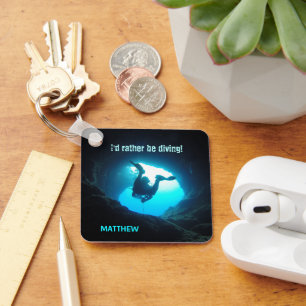 I'd Rather be Diving Personalized Keychain Scuba