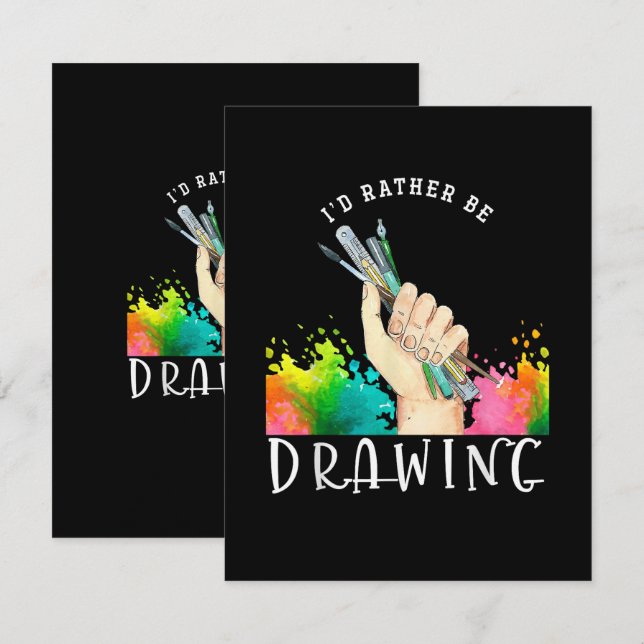  Id Rather Be Drawing Thank You Card (Front/Back)