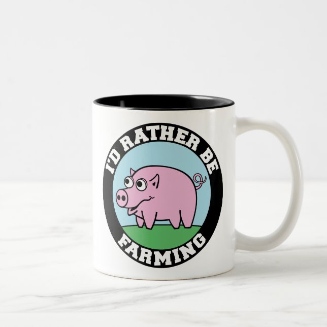 I'd Rather be Farming! (virtual farming) Two-Tone Coffee Mug (Right)