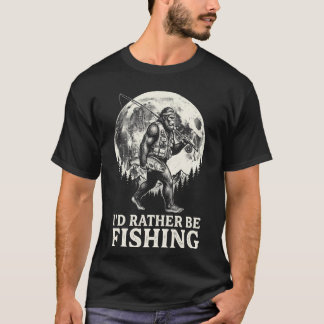 Id Rather Be Fishing Bigfoot Vintage 90s Fisherman T-Shirt