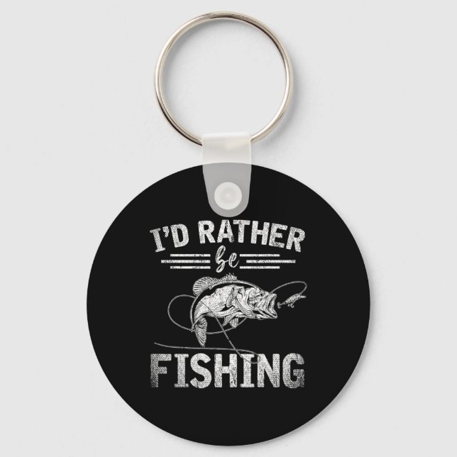 Id Rather Be Fishing Funny Fisherman Gift Hob  Keychain (Front)