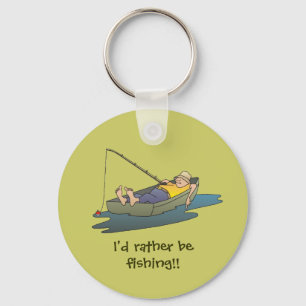 I'd rather be fishing - lazy boat day keychain