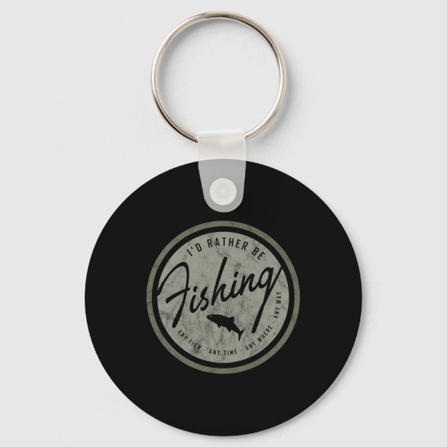 I'd Rather Be Fishing! Retro  Keychain (Front)