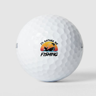 I'd Rather Be Fishing Retro Sunset Golf Balls