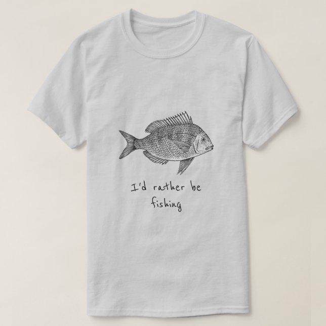 I'd rather be fishing slogan fishing fanatic logo T-Shirt (Design Front)