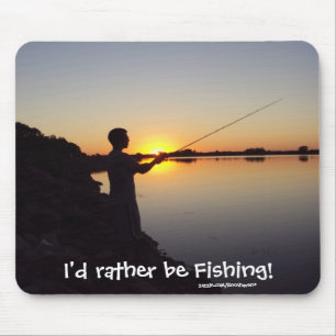I'd rather be Fishing! Sunset Mousepad