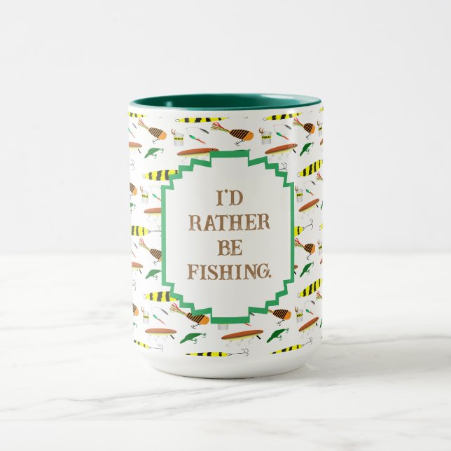 "I'd Rather Be Fishing" with Fishing Lures Mug (Center)