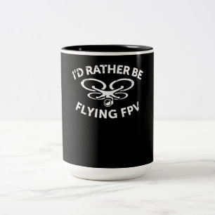Id Rather Be Flying FPV Drone Pilot Vintage Gift Two-Tone Coffee Mug