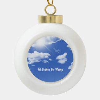 "I'd Rather Be Flying" Plane Round Xmas Ornament