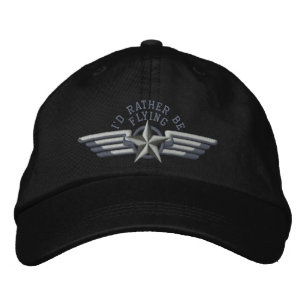 I'd rather be flying Star Badge Pilot Wings Embroidered Hat