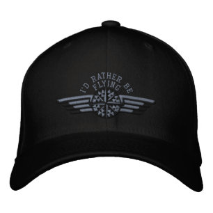 I'd rather be flying Star Compass Pilot Wings Embroidered Hat