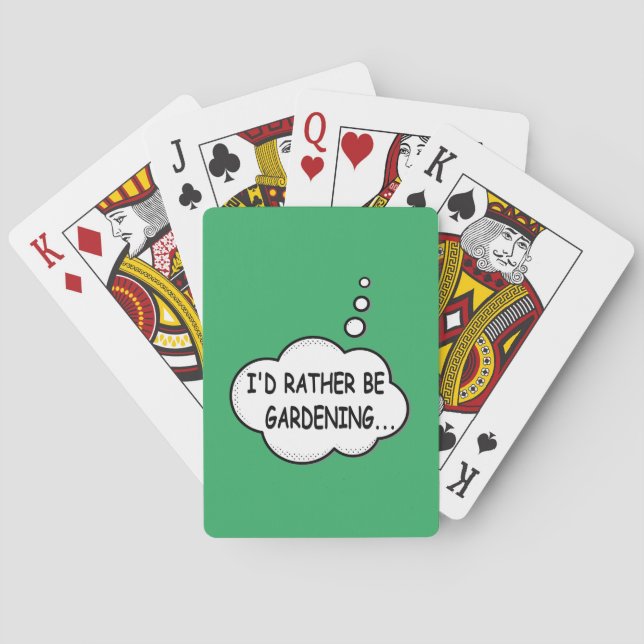 I'd Rather Be Gardening Green Playing Cards (Back)