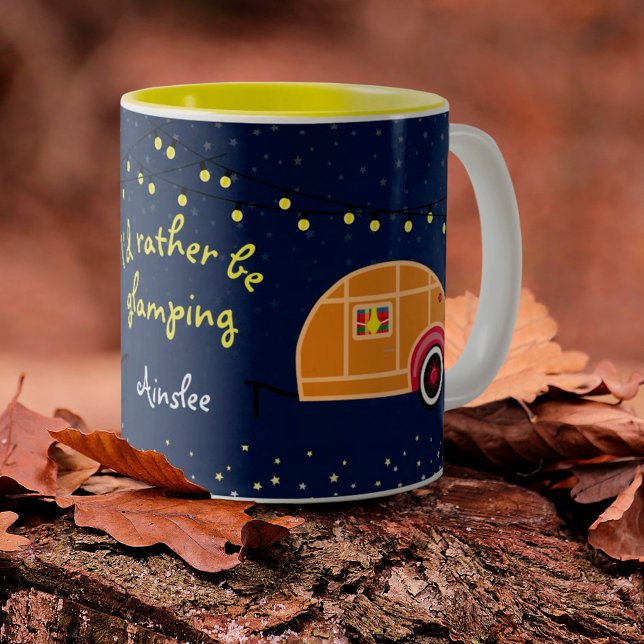 I'd rather be glamping custom name Two-Tone coffee mug (Creator Uploaded)