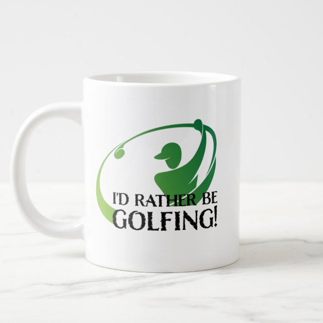 I'd Rather Be Golfing Golfers Golf Modern Quote  Large Coffee Mug (Left)