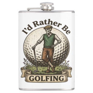 Id Rather Be Golfing  Hip Flask