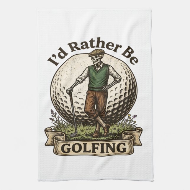 Id Rather Be Golfing  Kitchen Towel (Vertical)