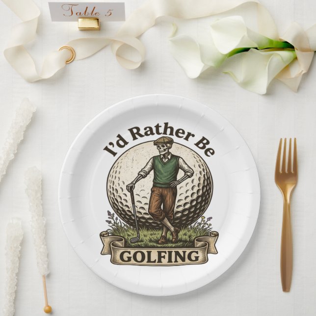 Id Rather Be Golfing  Paper Plate (Wedding)