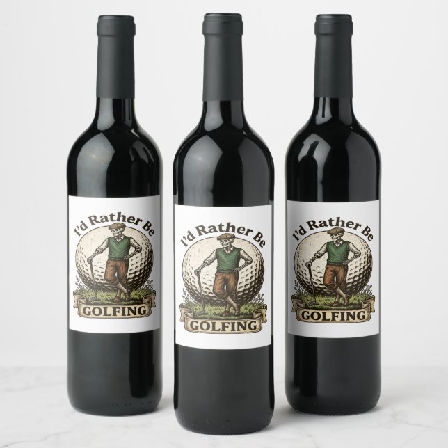 Id Rather Be Golfing  Wine Label (Bottles)