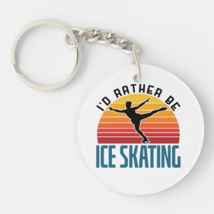 I'd Rather Be Ice Skating Figure Skater Keychain