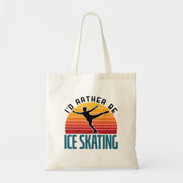 I'd Rather Be Ice Skating Figure Skater Tote Bag (Front)