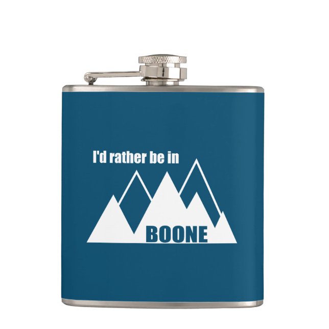 I'd Rather Be In Boone North Carolina Mountain Hip Flask (Front)